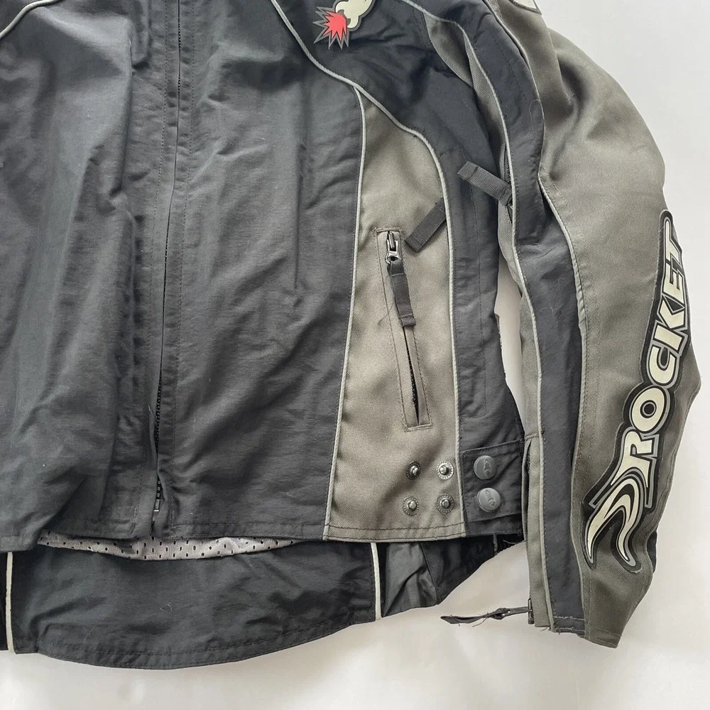 Joe Rocket Womens Motorcycle Jacket Padded Armored‎ Size Medium Black Grey